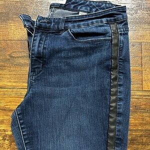 COLDWATER CREEK Faux Leather Side Stripe Denim size 10